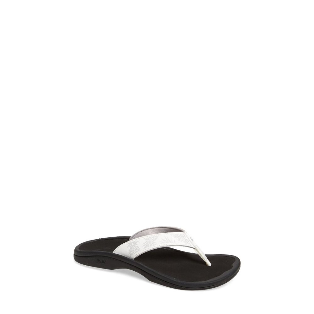 Olukai Women's 'Ohana Sandals Sz. 7 White/Black Flip-Flops New - Picture 7 of 7